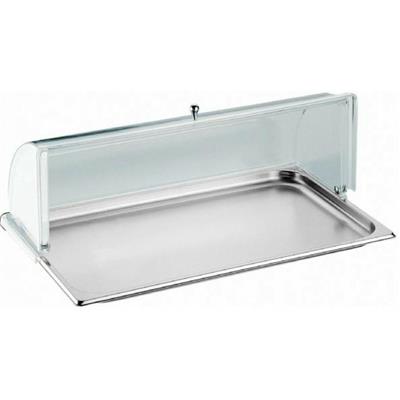 VASSOIO INOX RETTANGOL. CON CUPOLA PLEXI CM.53