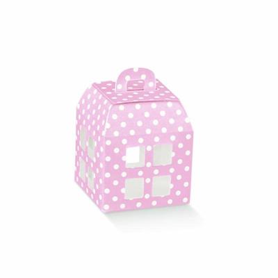 SCAT. LANTERNA CON PVC  POIS ROSA 5X5X6