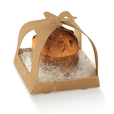 SCAT. PORTAPANETTONE 25X25X18 C.MANIGLIA ONDA AVANA