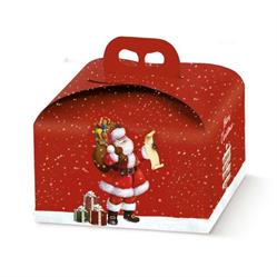 SCAT. PORTAPANETTONE 24,5X24,5X13 BABBO NATALE