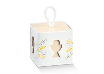 SCAT. CUBO CON CORDINO  5X5X5 CALICE WHITE HOLY