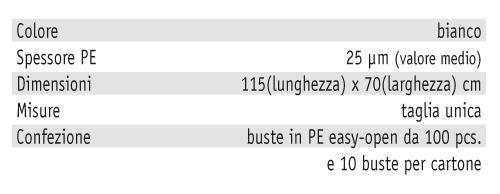 GREMBIULE POLIETILENE   25 MY. PZ. 100 BIANCO MONOUSO