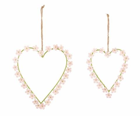 CUORE METALLO CON FIORI PINK CM.22