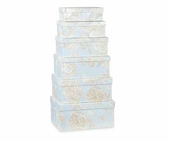 SCATOLA RETTAN. TESSUTO CM.30X21X10H AZZURRO FIORI