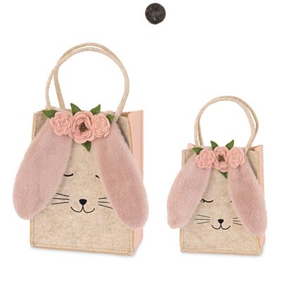 SET 2 SHOPPER PANNO PINK CONIGLIO