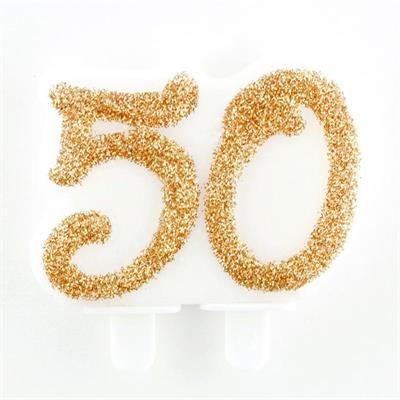 CANDELINA 50 ANNI CM. 7 GLITTER ORO