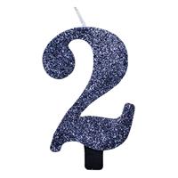 CANDELINA NUMERALE CM.9,5 GLITTER NR.2 NERA