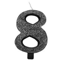 CANDELINA NUMERALE CM.9,5 GLITTER NR.8 NERA