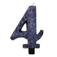 CANDELINA NUMERALE CM.9,5 GLITTER NR.4 NERA