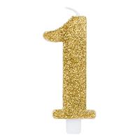 CANDELINA NUMERALE CM.9,5 GLITTER NR.1 ORO