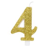 CANDELINA NUMERALE CM.9,5 GLITTER NR.4 ORO