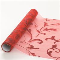 RUNNER CM.28X300 ARABESQUE GLITTER ROSSO