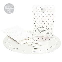 SACCHETTO CANDY CM.13X20 BIANCO POIS ARGENTO PZ.8