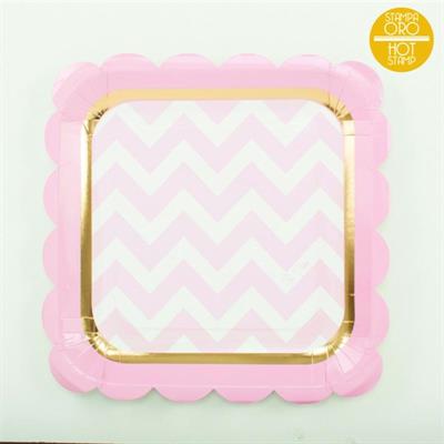 PIATTI CARTA QUADRO CHIC ROSA CM.23 PZ.8