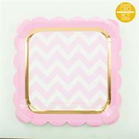 PIATTI CARTA QUADRO CHIC ROSA CM.23 PZ.8