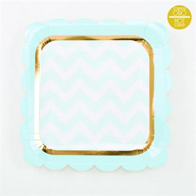 PIATTI CARTA QUADRO CHIC AZZURRO CM.23 PZ.8