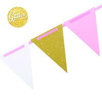 FESTONE TRIANGOLO GLITTER ORO ROSA MT.3