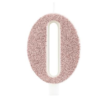 CANDELINA NUMERALE CM.9,5 GLITTER NR.0 ROSA GOLD