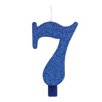 CANDELINA NUMERALE CM.9,5 GLITTER NR.7 BLU