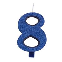 CANDELINA NUMERALE CM.9,5 GLITTER NR.8 BLU