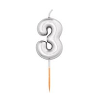 CANDELINE METAL NUMERO  SILVER NR.3 CM.4,5