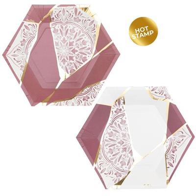 PIATTI CARTA ESAGONALE  KINTSUGI PINK CM.23 PZ.8