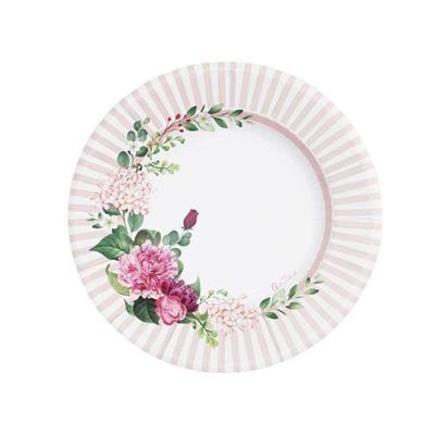 PIATTI CARTA DESSERT CM.21 PZ.8 FLORAL PINK