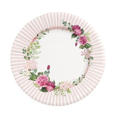 PIATTI CARTA PIANO CM.27 PZ.8 FLORAL PINK