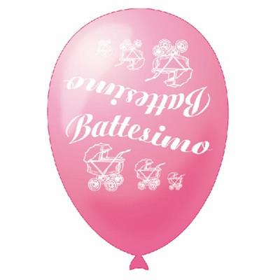 PALLONI 10 PZ.20 STAMPA REVERSE BATTESIMO ROSA