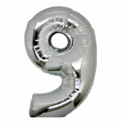 PALLONE FOIL ARGENTO CM. 100 NUMERO 9