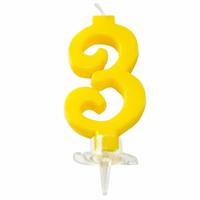 CANDELINA MINI NUMERALE CM.7 NR.3 GIALLA