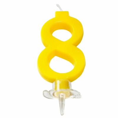 CANDELINA MINI NUMERALE CM.7 NR.8 GIALLA