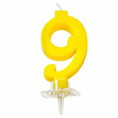 CANDELINA MINI NUMERALE CM.7 NR.9 GIALLA