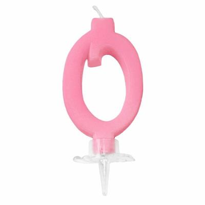 CANDELINA MINI NUMERALE CM.7 NR.0 ROSA