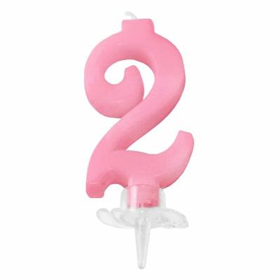 CANDELINA MINI NUMERALE CM.7 NR.2 ROSA