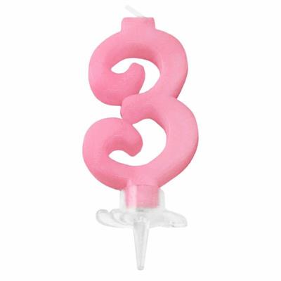 CANDELINA MINI NUMERALE CM.7 NR.3 ROSA