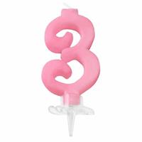 CANDELINA MINI NUMERALE CM.7 NR.3 ROSA