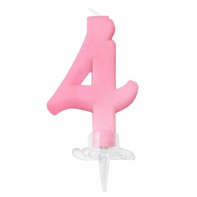 CANDELINA MINI NUMERALE CM.7 NR.4 ROSA