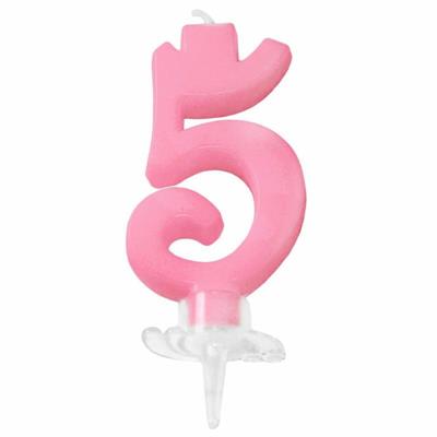 CANDELINA MINI NUMERALE CM.7 NR.5 ROSA