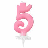 CANDELINA MINI NUMERALE CM.7 NR.5 ROSA