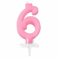 CANDELINA MINI NUMERALE CM.7 NR.6 ROSA