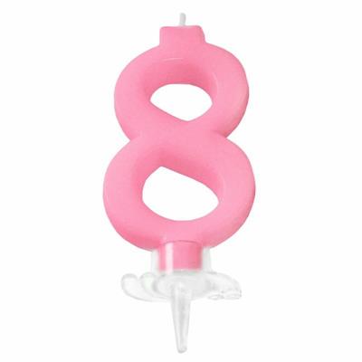 CANDELINA MINI NUMERALE CM.7 NR.8 ROSA