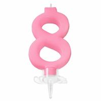 CANDELINA MINI NUMERALE CM.7 NR.8 ROSA