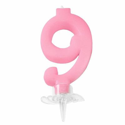 CANDELINA MINI NUMERALE CM.7 NR.9 ROSA