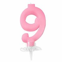 CANDELINA MINI NUMERALE CM.7 NR.9 ROSA