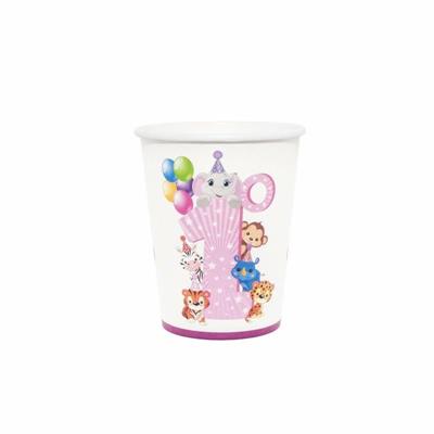 BICCHIERE CARTA 200CC 1° COMPLEANNO GIRL PZ.8