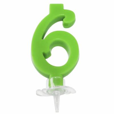 CANDELINA MINI NUMERALE CM.7 NR.6 VERDE