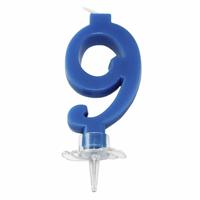 CANDELINA MINI NUMERALE CM.7 NR.9 BLU COBALTO