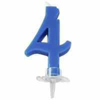 CANDELINA MINI NUMERALE CM.7 NR.4 BLU COBALTO