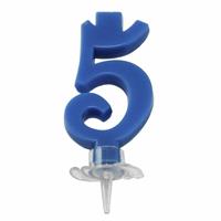 CANDELINA MINI NUMERALE CM.7 NR.5 BLU COBALTO